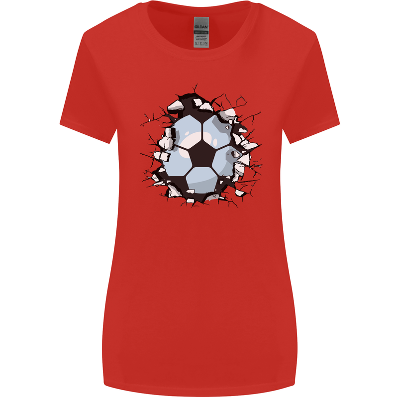 Football Smash Soccer Player Ball Womens Wider Cut T-Shirt Red