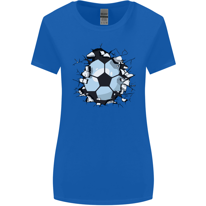 Football Smash Soccer Player Ball Womens Wider Cut T-Shirt Royal Blue