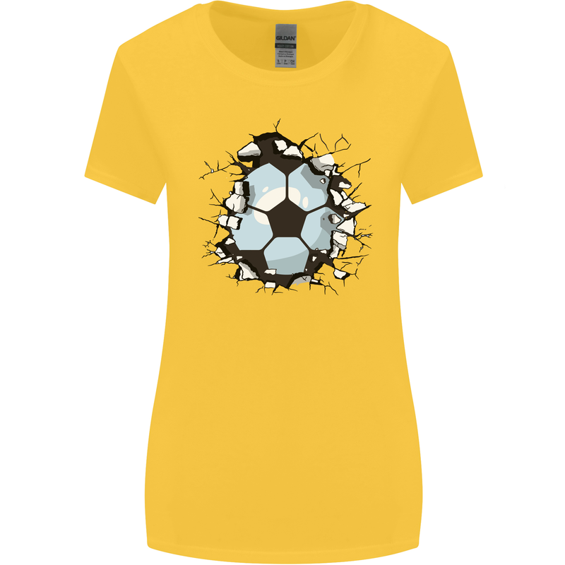 Football Smash Soccer Player Ball Womens Wider Cut T-Shirt Yellow