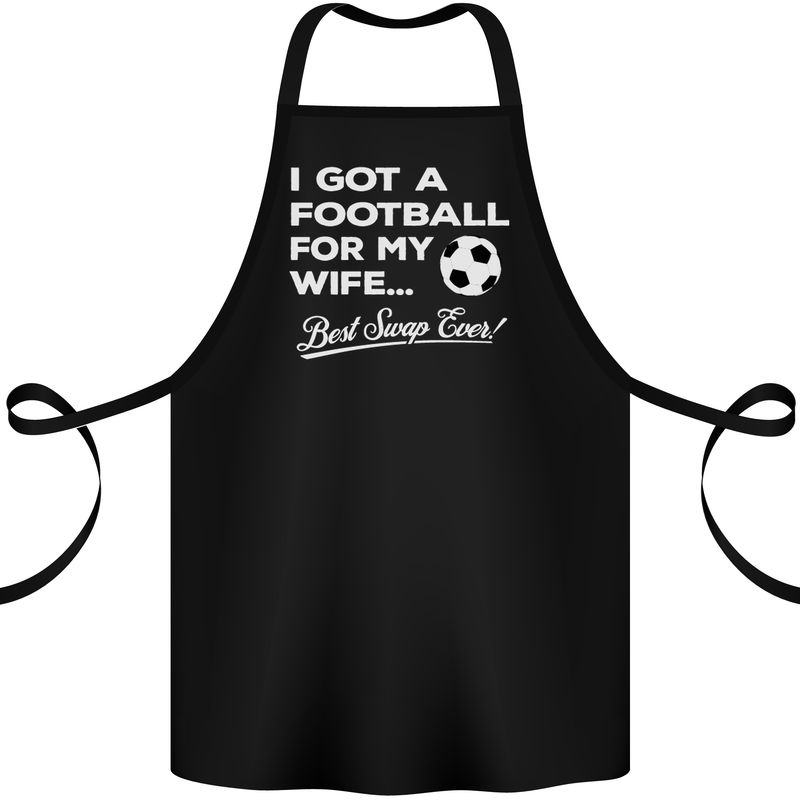 Football for My Wife Best Swap Ever Funny Cotton Apron 100% Organic Black