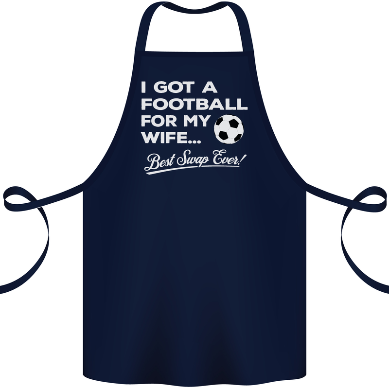 Football for My Wife Best Swap Ever Funny Cotton Apron 100% Organic Navy Blue