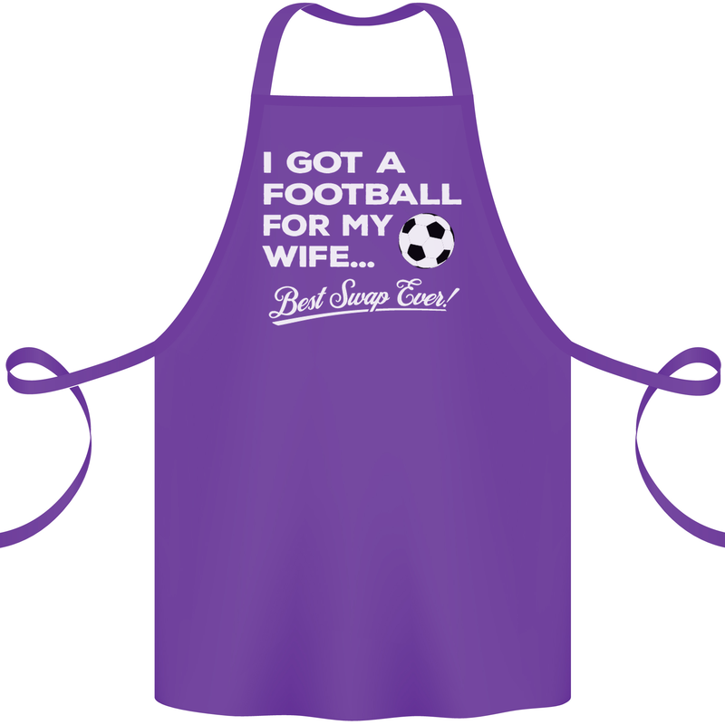 Football for My Wife Best Swap Ever Funny Cotton Apron 100% Organic Purple