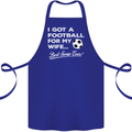 Football for My Wife Best Swap Ever Funny Cotton Apron 100% Organic Royal Blue