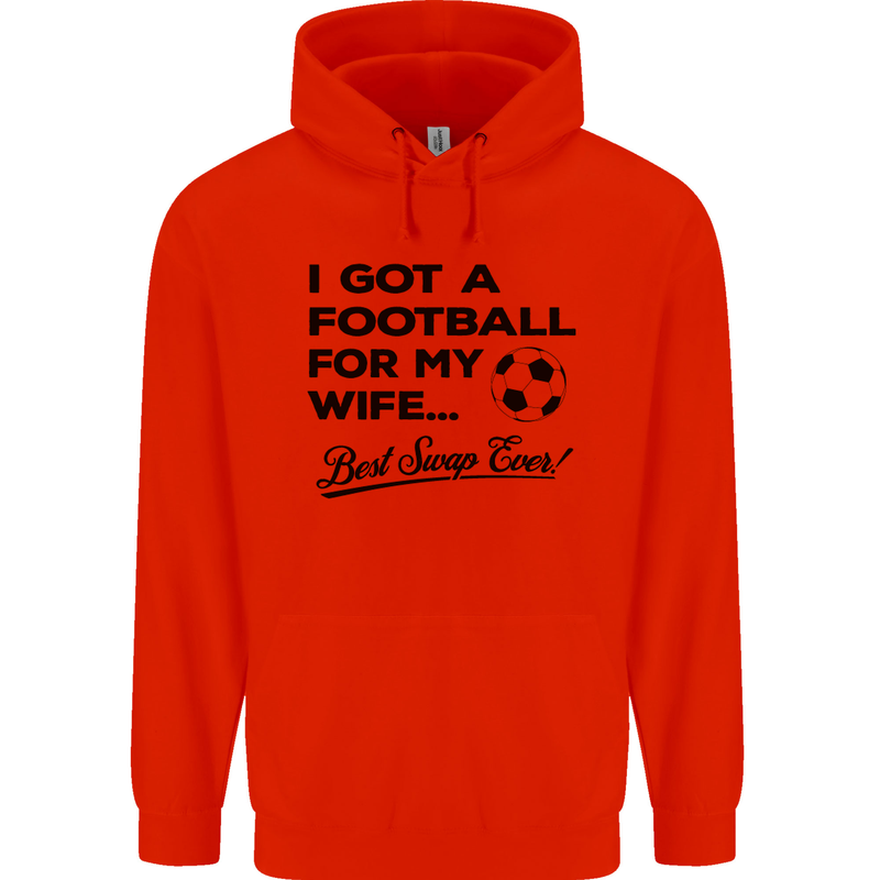Football for My Wife Best Swap Ever Funny Mens 80% Cotton Hoodie Bright Red