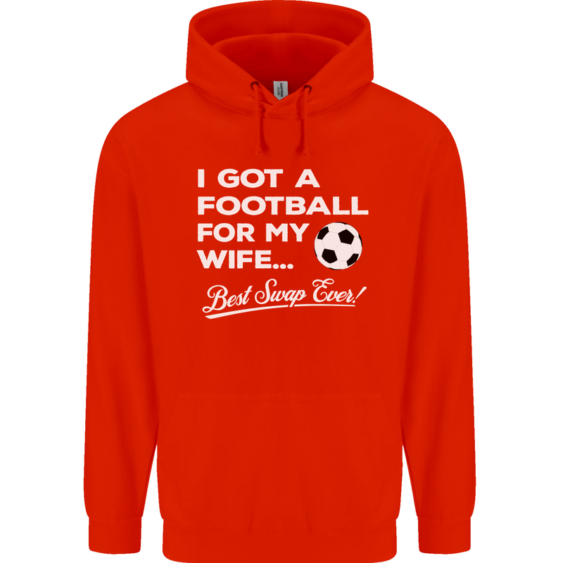 Football for My Wife Best Swap Ever Funny Mens 80% Cotton Hoodie Bright Red