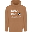 Football for My Wife Best Swap Ever Funny Mens 80% Cotton Hoodie Caramel Latte