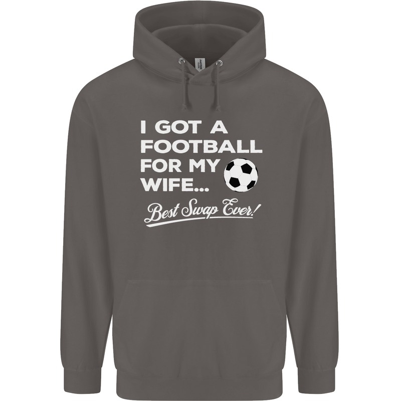 Football for My Wife Best Swap Ever Funny Mens 80% Cotton Hoodie Charcoal