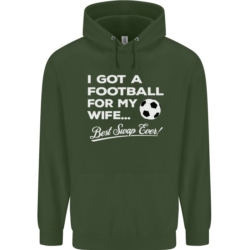 Football for My Wife Best Swap Ever Funny Mens 80% Cotton Hoodie Forest Green