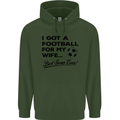 Football for My Wife Best Swap Ever Funny Mens 80% Cotton Hoodie Forest Green