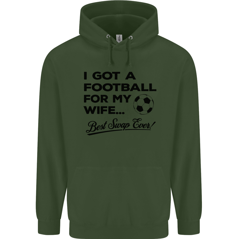 Football for My Wife Best Swap Ever Funny Mens 80% Cotton Hoodie Forest Green