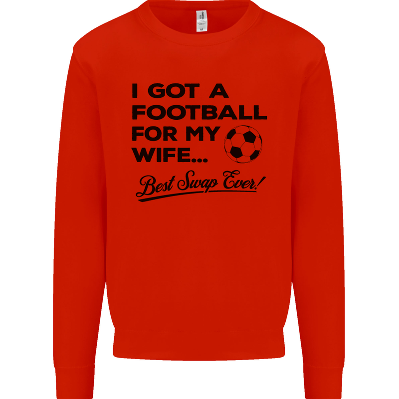 Football for My Wife Best Swap Ever Funny Mens Sweatshirt Jumper Bright Red