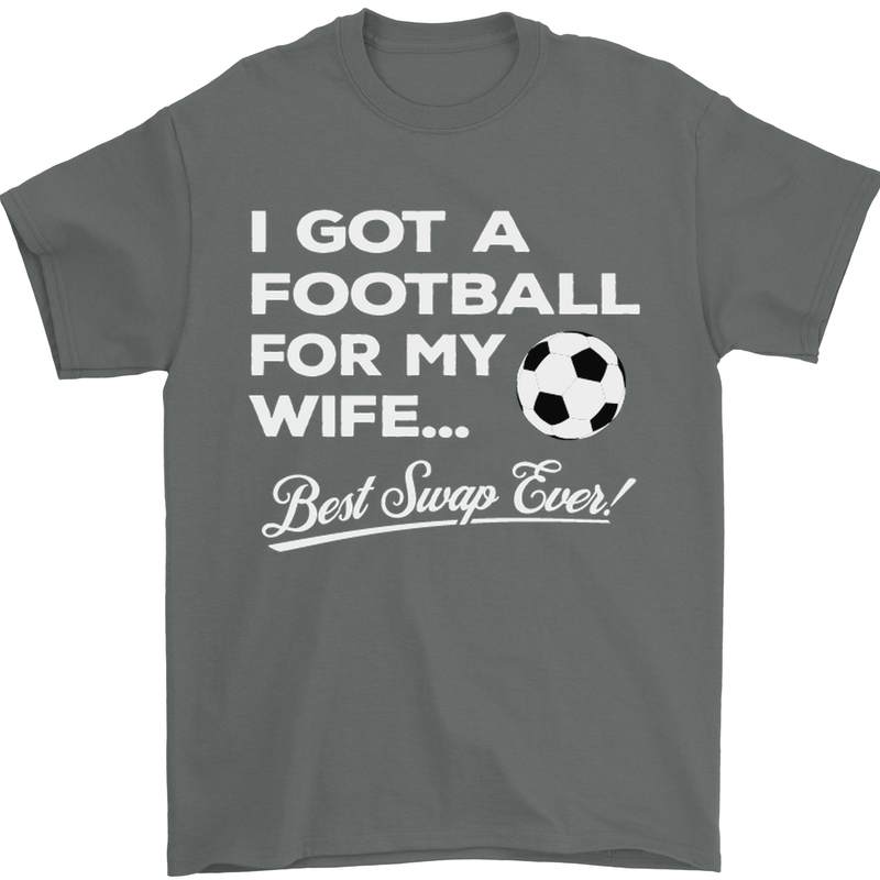 Football for My Wife Best Swap Ever Funny Mens T-Shirt Cotton Gildan Charcoal