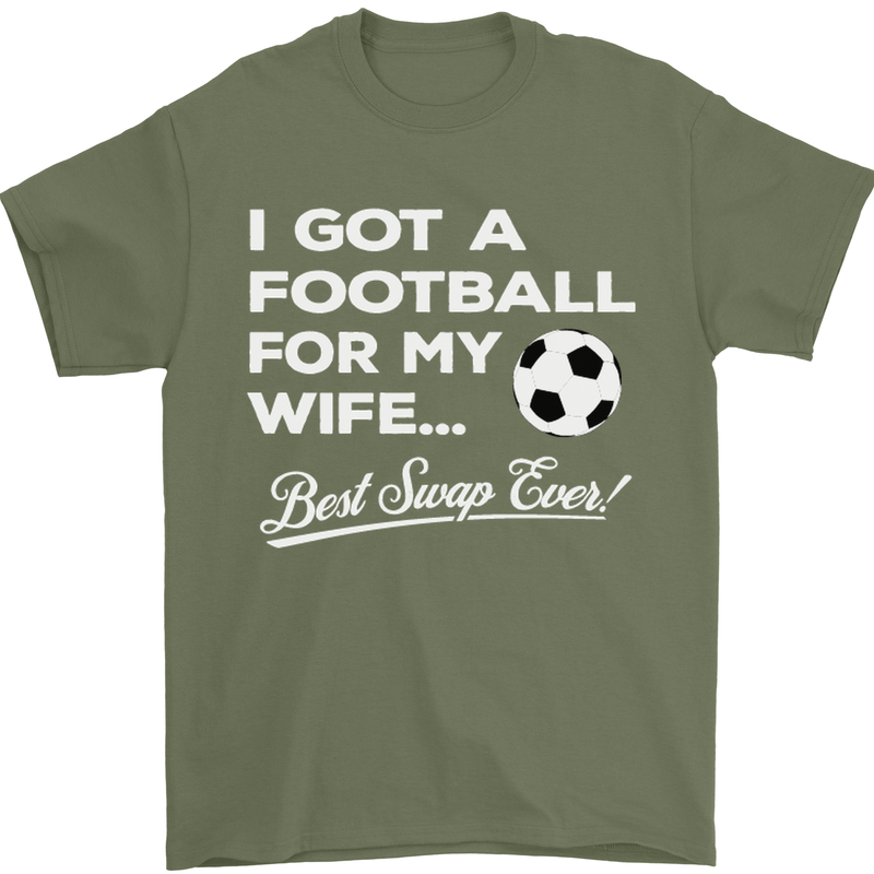Football for My Wife Best Swap Ever Funny Mens T-Shirt Cotton Gildan Military Green