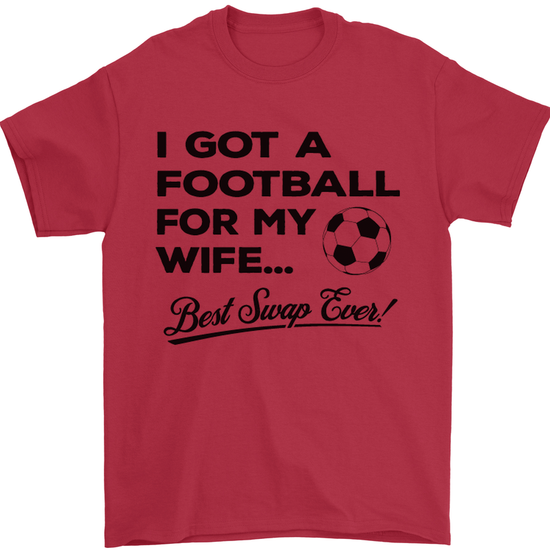 Football for My Wife Best Swap Ever Funny Mens T-Shirt Cotton Gildan Red