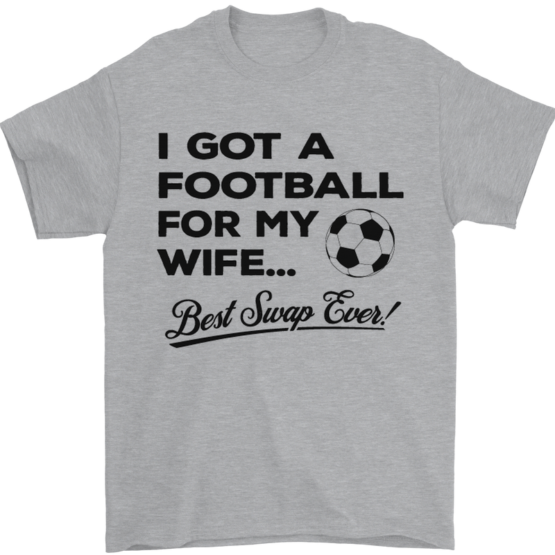 Football for My Wife Best Swap Ever Funny Mens T-Shirt Cotton Gildan Sports Grey