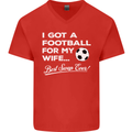 Football for My Wife Best Swap Ever Funny Mens V-Neck Cotton T-Shirt Red