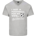 Football for My Wife Best Swap Ever Funny Mens V-Neck Cotton T-Shirt Sports Grey