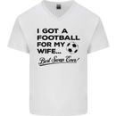 Football for My Wife Best Swap Ever Funny Mens V-Neck Cotton T-Shirt White