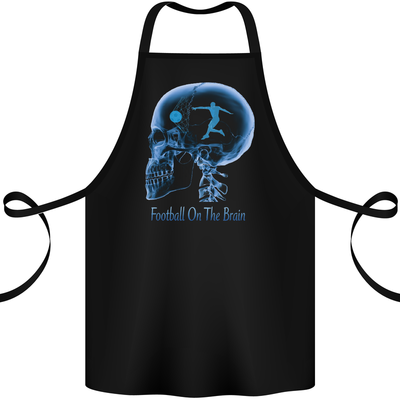 Football on the Brain Funny Footy Player Cotton Apron 100% Organic Black