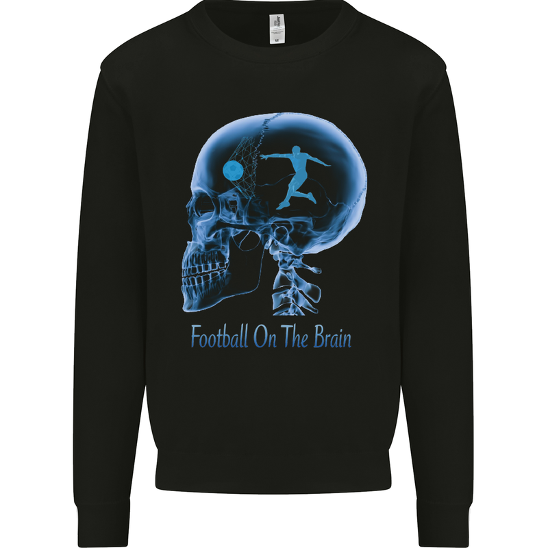 Football on the Brain Funny Footy Player Mens Sweatshirt Jumper Black