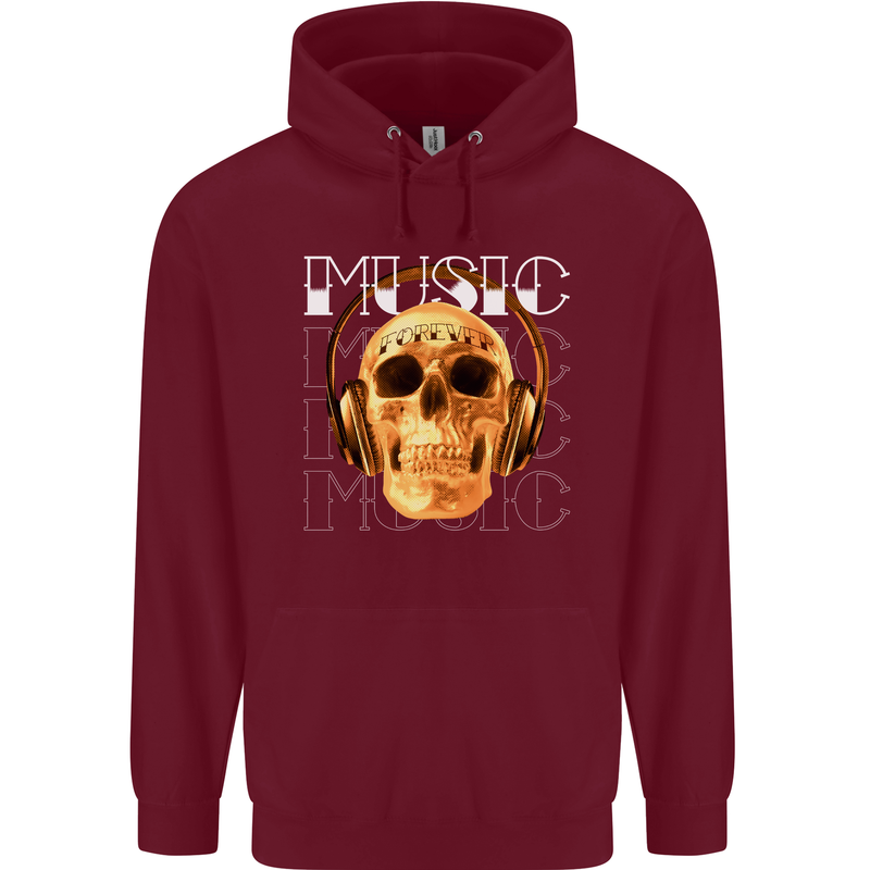 Forever Music Skull Rock Heavy Metal Punk Childrens Kids Hoodie Maroon