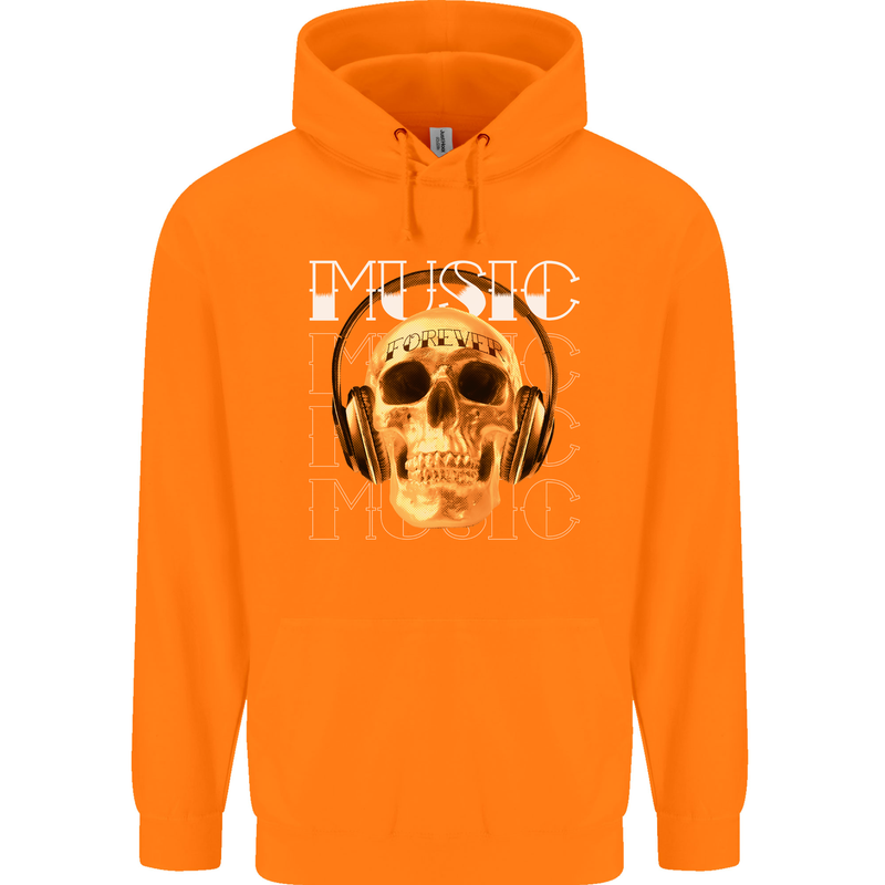 Forever Music Skull Rock Heavy Metal Punk Childrens Kids Hoodie Orange