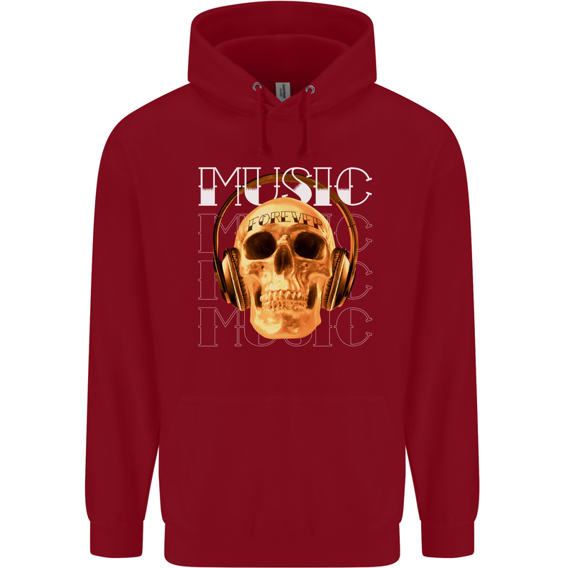 Forever Music Skull Rock Heavy Metal Punk Childrens Kids Hoodie Red