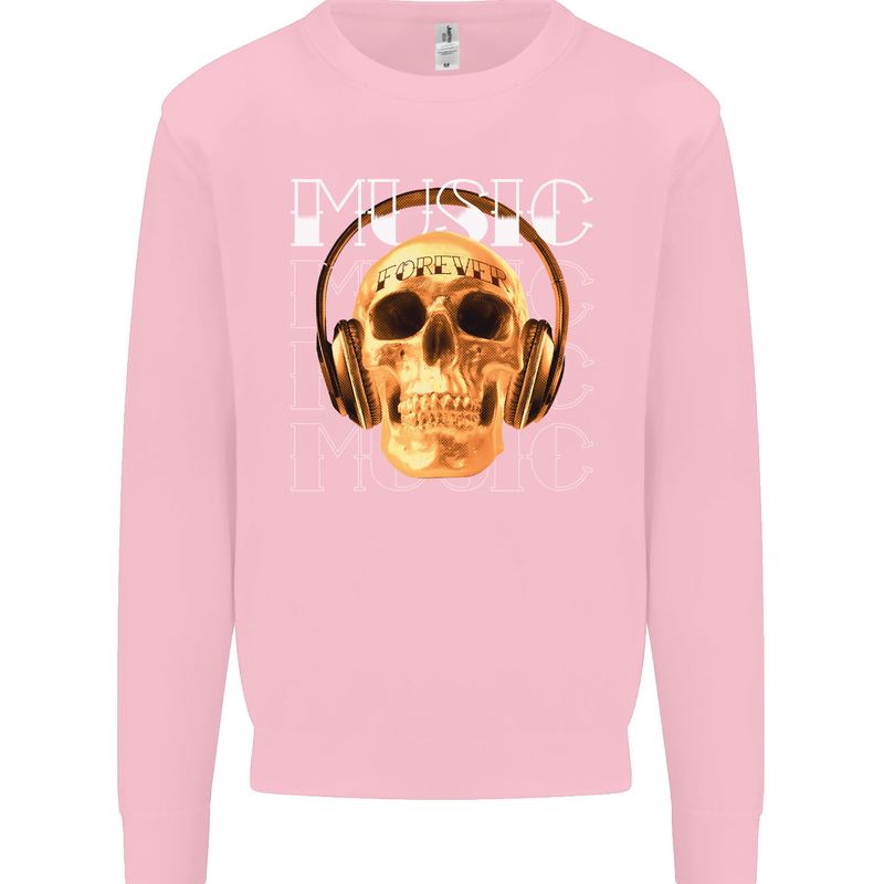 Forever Music Skull Rock Heavy Metal Punk Kids Sweatshirt Jumper Light Pink