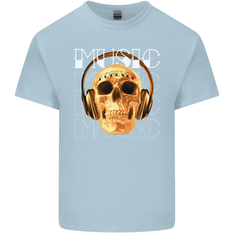 Forever Music Skull Rock Heavy Metal Punk Kids T-Shirt Childrens Light Blue