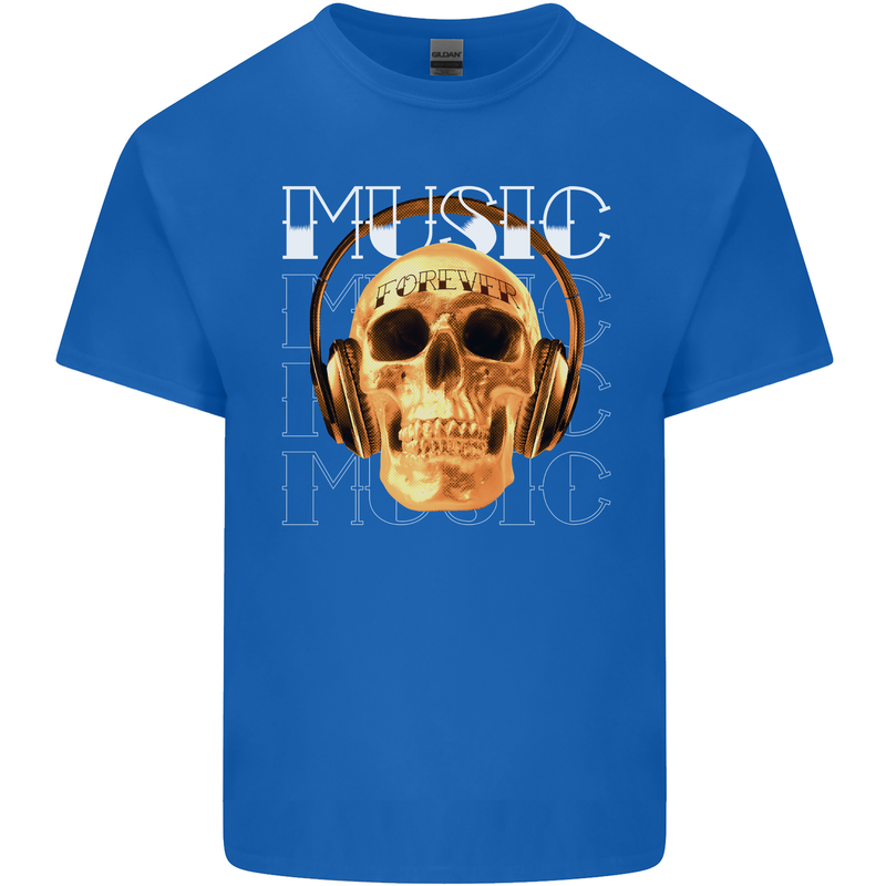 Forever Music Skull Rock Heavy Metal Punk Kids T-Shirt Childrens Royal Blue