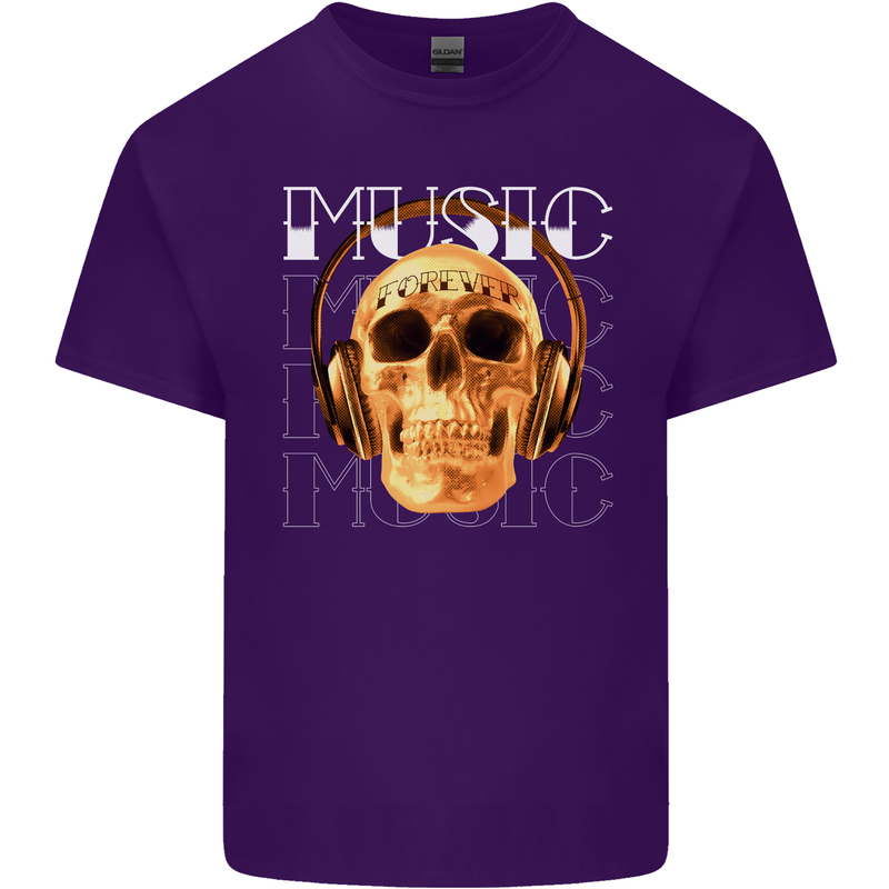 Forever Music Skull Rock Heavy Metal Punk Mens Cotton T-Shirt Tee Top Purple