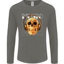 Forever Music Skull Rock Heavy Metal Punk Mens Long Sleeve T-Shirt Charcoal