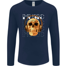 Forever Music Skull Rock Heavy Metal Punk Mens Long Sleeve T-Shirt Navy Blue