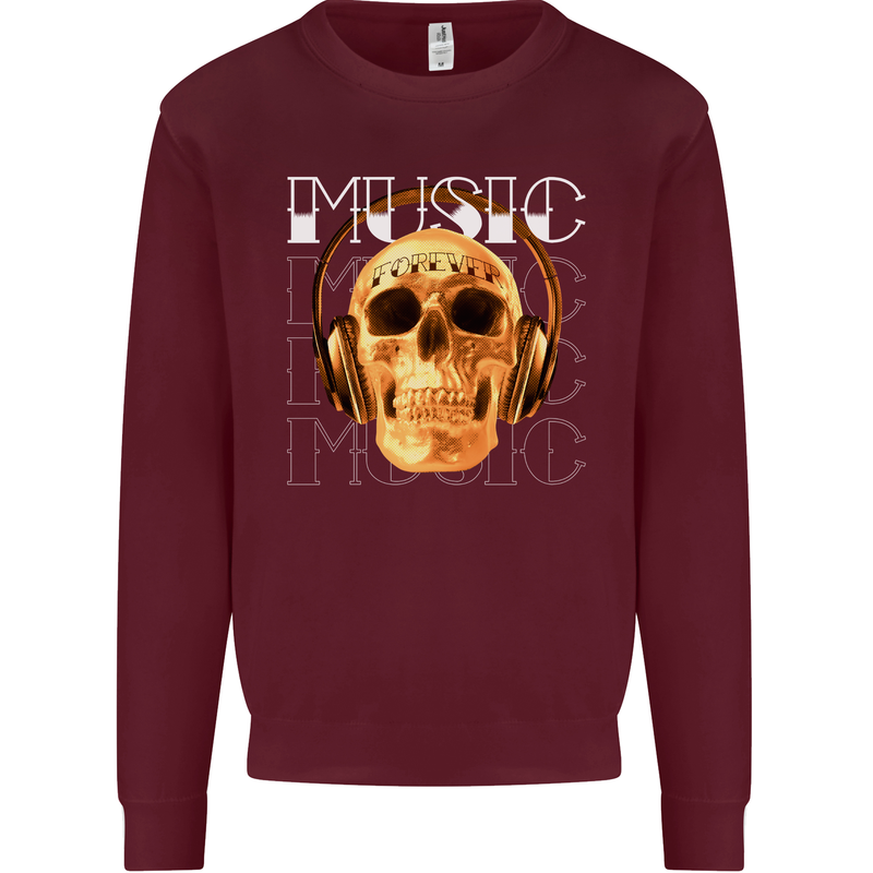 Forever Music Skull Rock Heavy Metal Punk Mens Sweatshirt Jumper Maroon