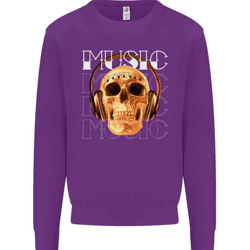 Forever Music Skull Rock Heavy Metal Punk Mens Sweatshirt Jumper Purple