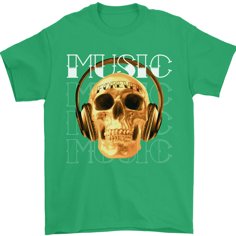 Forever Music Skull Rock Heavy Metal Punk Mens T-Shirt 100% Cotton Irish Green