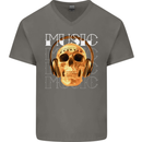 Forever Music Skull Rock Heavy Metal Punk Mens V-Neck Cotton T-Shirt Charcoal