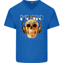 Forever Music Skull Rock Heavy Metal Punk Mens V-Neck Cotton T-Shirt Royal Blue