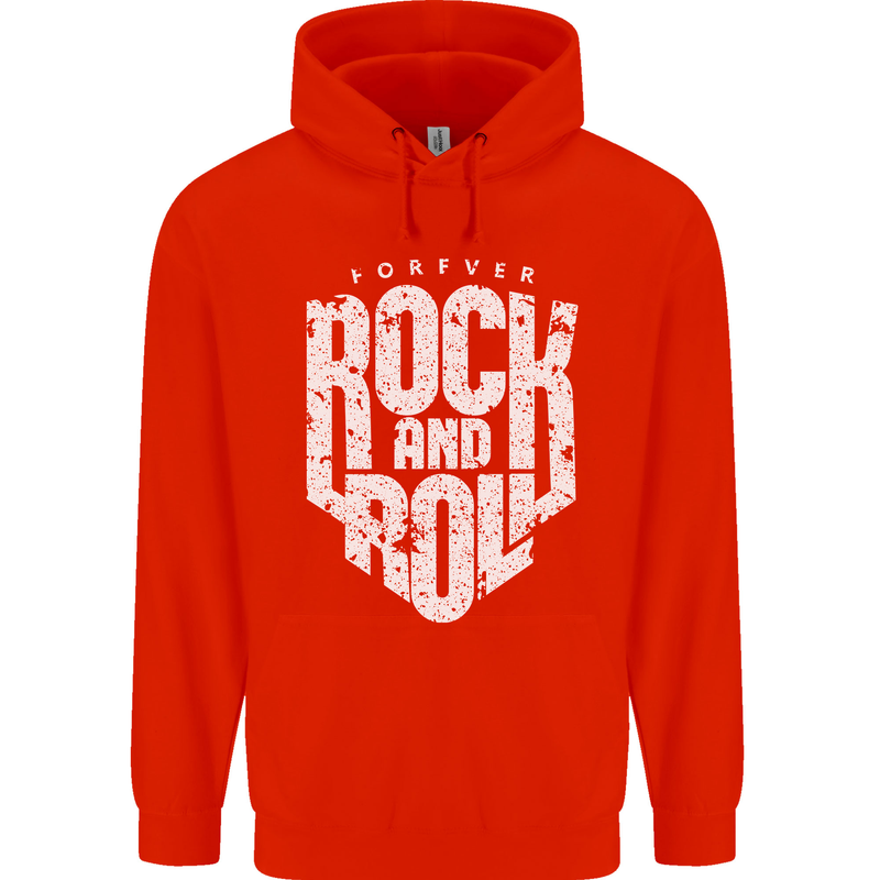 Forever Rock and Roll Guitar Music Childrens Kids Hoodie Bright Red
