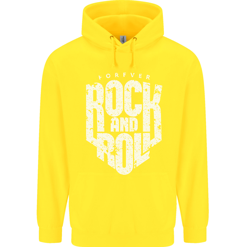 Forever Rock and Roll Guitar Music Childrens Kids Hoodie Yellow