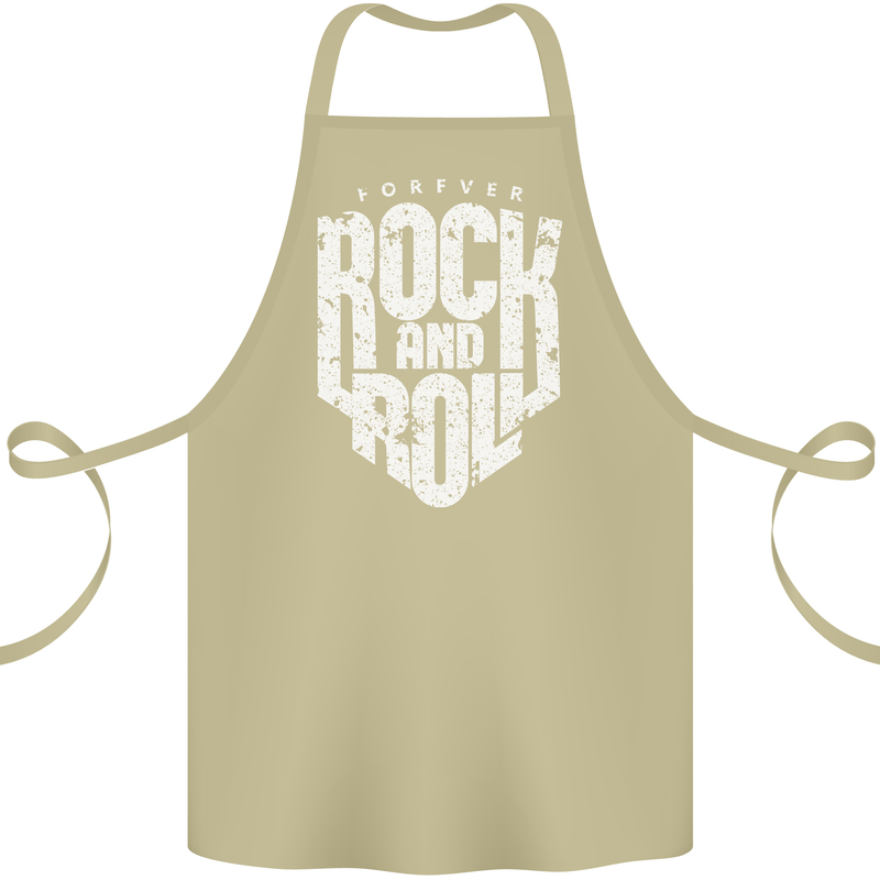 Forever Rock and Roll Guitar Music Cotton Apron 100% Organic Khaki