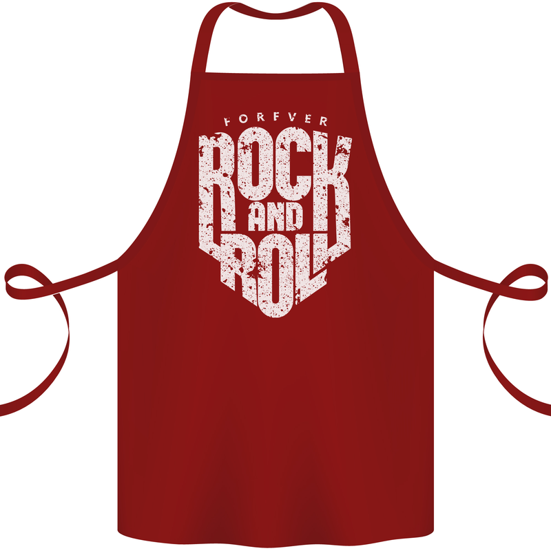 Forever Rock and Roll Guitar Music Cotton Apron 100% Organic Maroon