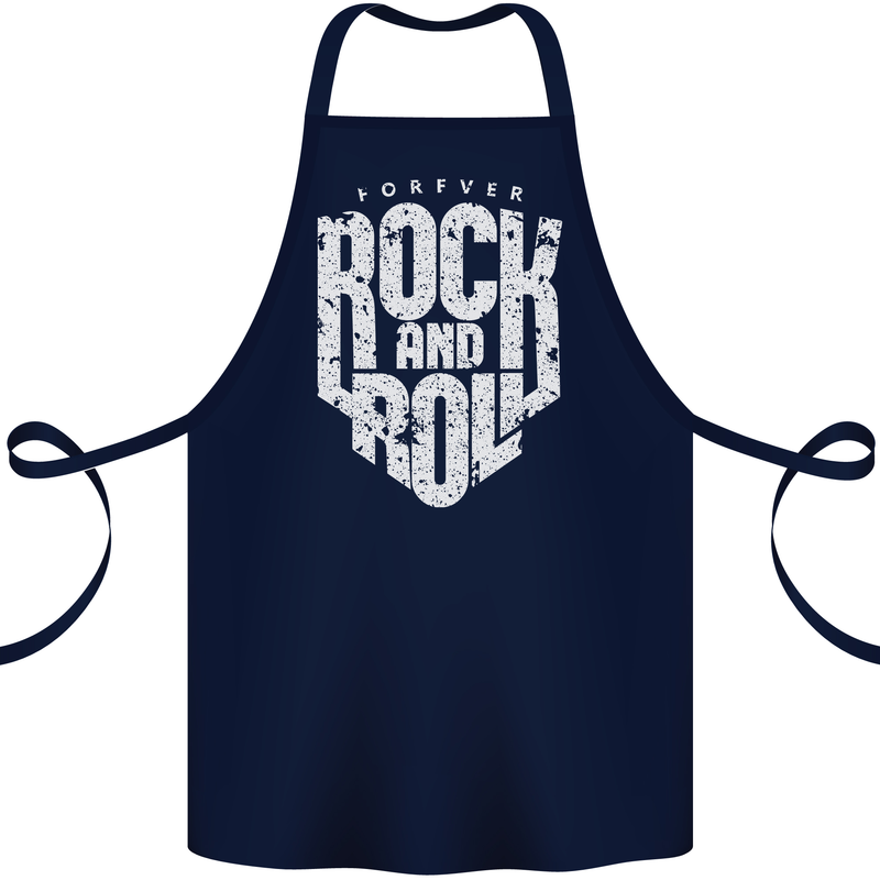 Forever Rock and Roll Guitar Music Cotton Apron 100% Organic Navy Blue