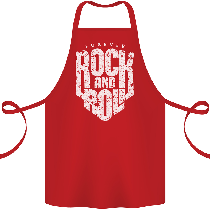 Forever Rock and Roll Guitar Music Cotton Apron 100% Organic Red
