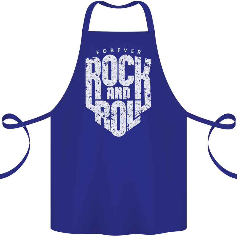 Forever Rock and Roll Guitar Music Cotton Apron 100% Organic Royal Blue