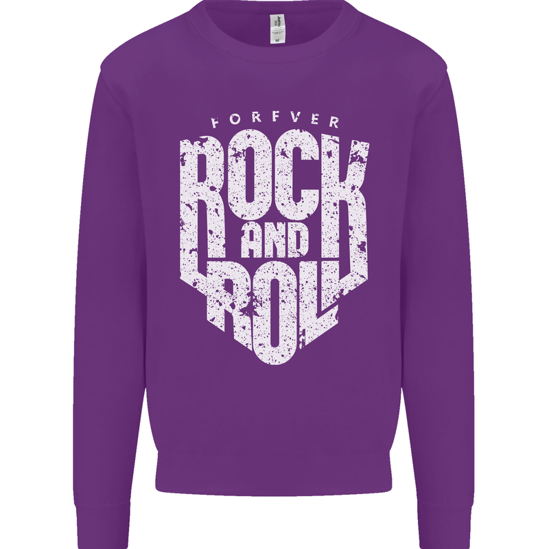 Forever Rock and Roll Guitar Music Kids Sweatshirt Jumper Purple