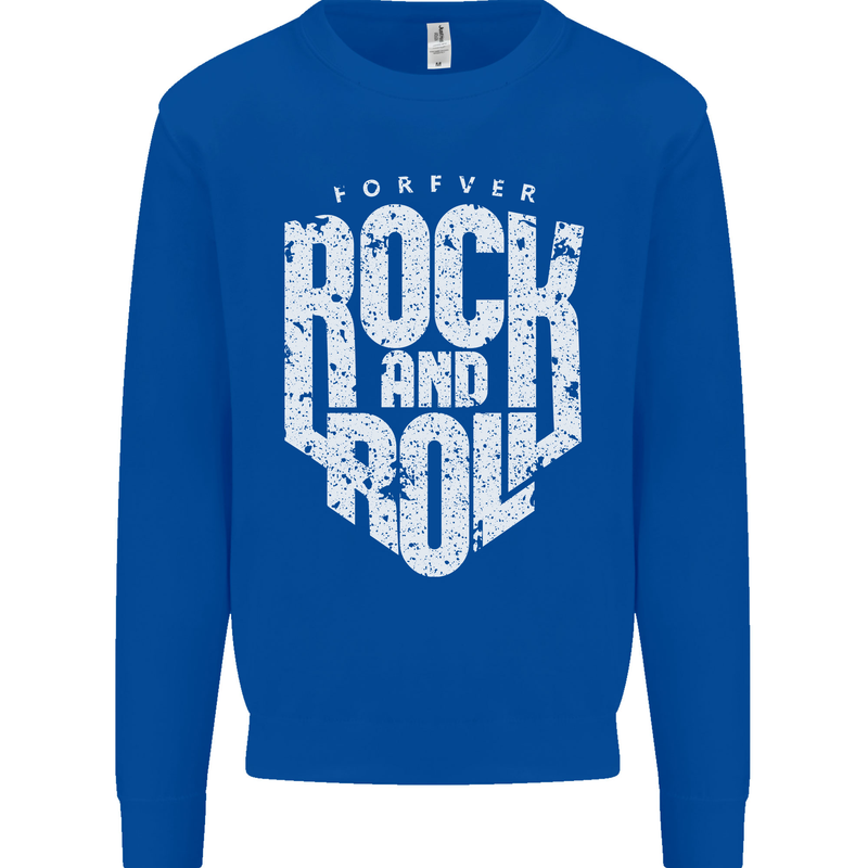 Forever Rock and Roll Guitar Music Kids Sweatshirt Jumper Royal Blue