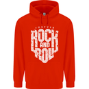 Forever Rock and Roll Guitar Music Mens 80% Cotton Hoodie Bright Red
