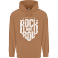 Forever Rock and Roll Guitar Music Mens 80% Cotton Hoodie Caramel Latte