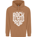 Forever Rock and Roll Guitar Music Mens 80% Cotton Hoodie Caramel Latte